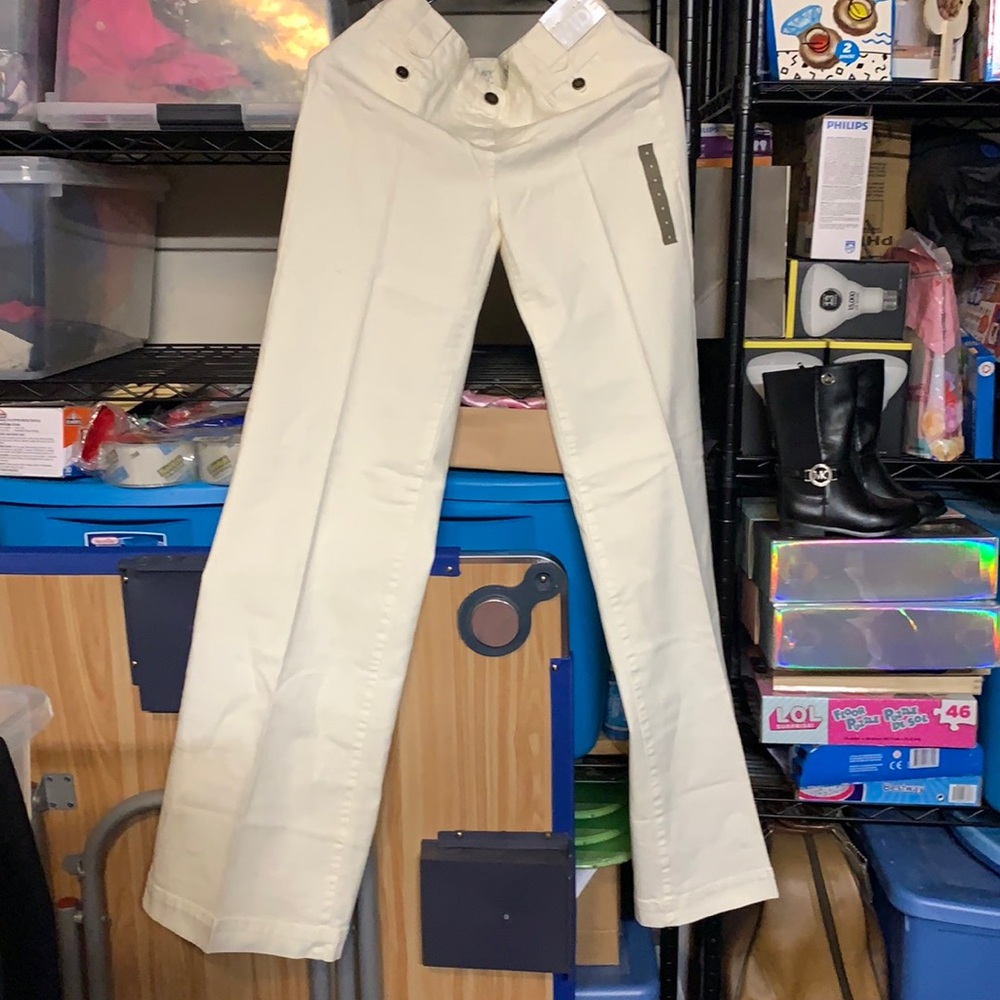 Wide leg off white ivory colored jeans